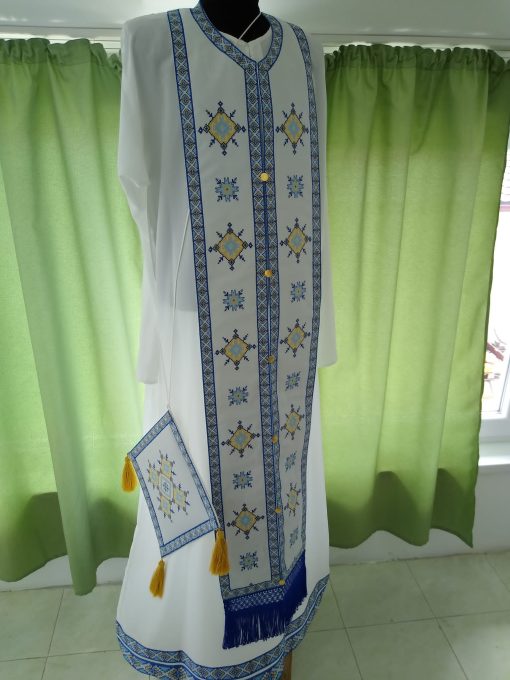 vesmant preot model traditional albastru ivoire 4