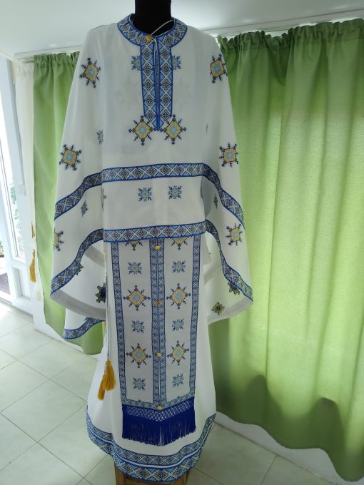 vesmant preot model traditional albastru ivoire