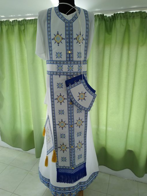 vesmant preot model traditional albastru ivoire 6